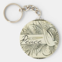 Beautiful Vintage white dove surrounded by foliage Key Chain