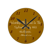 Beautiful wall clock with Worship the Lord verse!