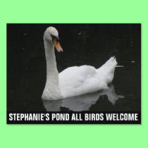 Beautiful White Swan Custom Pond Sign yard signs