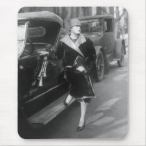 Beautiful woman and cars, 1920s mousepad