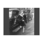Beautiful woman and cars, 1920s postcard
