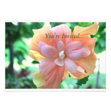 Beautiful Yellow, Orange and Pink Hibiscus Flower Personalized Invitation