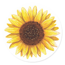 Beautiful yellow sunflower drawing stickers
