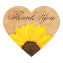 Beautiful yellow sunflower thank you stickers