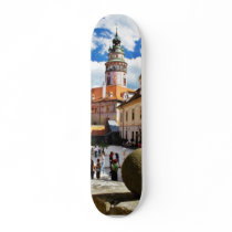 Beautifully Painted Tower In Cesky Krumlov Town Skate Boards