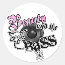 Beauty and the BASS Trance Electro techno Rave DJ Stickers
