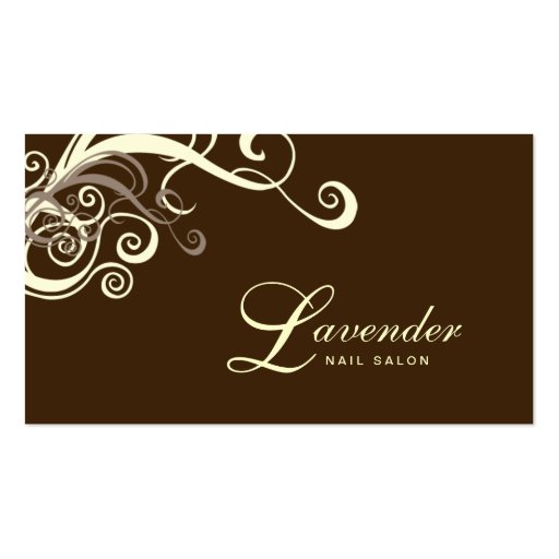 Beauty Business Card Modern Swirl Nail Salon Cream