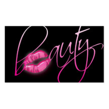 Beauty Business Card Pink Glossy Lips Black