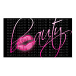 Beauty Business Card Pink Glossy Lips Black Grey