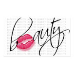 Beauty Business Card Pink Glossy Lips Grey Bkgd