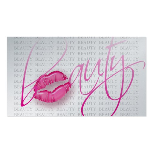 Beauty Business Card Pink Glossy Lips Grey text