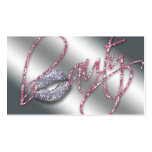 Beauty Business Card Pink Sparkle Lips Black Text
