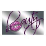 Beauty Business Card Pink Sparkle Lips Purple Text