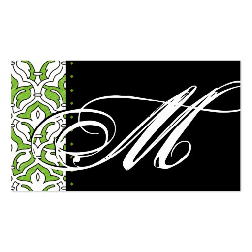 Beauty Business Card Retro Damask Green