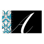 Beauty Business Card Retro Damask Turquoise Blue