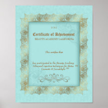 Beauty Diploma Certificate of Achievement Blue Print