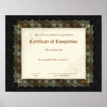 Beauty Diploma Certificate of Completion Black Posters
