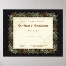 Beauty Diploma Certificate of Completion Black Posters