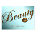 Beauty Gift Card Salon Lips Gold Teal Business Card
