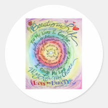 Beauty in Life Rounded Rainbow Round Stickers