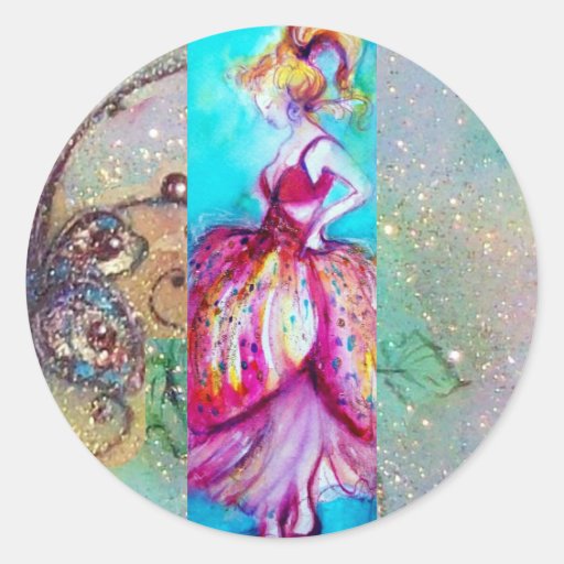 BEAUTY IN PINK DRESS / Magic Butterfly Plant Stickers