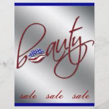 Beauty Makeup Flyer USA Flag Red Silver