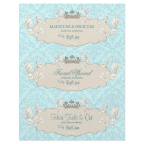 Beauty Salon Flyer Crown Blue Beige Damask