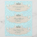 Beauty Salon Flyer Crown Blue Beige Damask