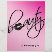 Beauty Salon Flyer Hair Pink Black Sparkle Lips