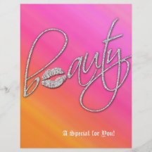 Beauty Salon Flyer Hair Pink Orange Silver Lips