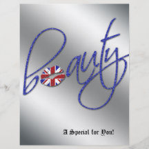 Beauty Salon Flyer Hair Union Jack Flag Blue