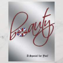 Beauty Salon Flyer Hair Union Jack Flag Red