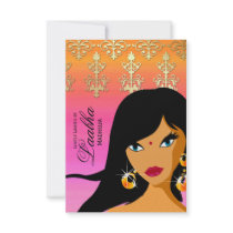 Beauty Salon Gift Card Invite Gold Pink Bindi 2