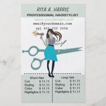 Beauty Salon Hairstylist  Hair Stylist Price List Flyer Design