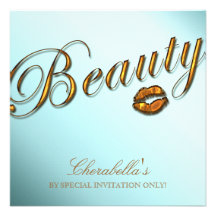Beauty Salon Sale Promo Invititation Gold Lips Announcements