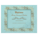 Beauty School Diploma Blue Gold Lace Frame Flyer