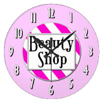 Beauty Shop Pink White Retro Wall Clock wall clocks