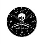 Beauty Shop Pirate_Distressed_White Round Wallclock