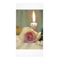 Beauty treatment-pink rose and candle photo card
