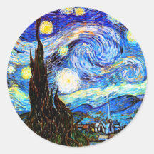 Beaux-arts vintages étoilés de la nuit de Van Gogh Autocollant