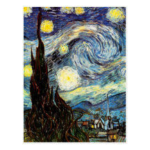 Beaux-arts vintages étoilés de la nuit de Van Gogh Carte Postale