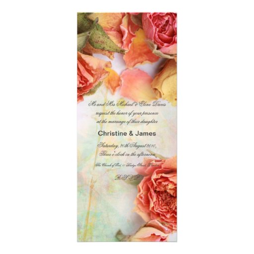 Beaux roses secs, faire-part de mariage romantique