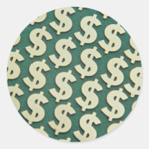 Beaux symboles dollar d'or autocollant rond