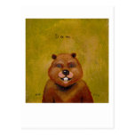 Beaver art original painting slightly deranged fun postcards