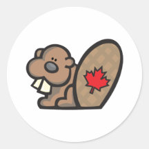 Beaver Canada Round Stickers