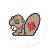 Beaver Canada Round Stickers