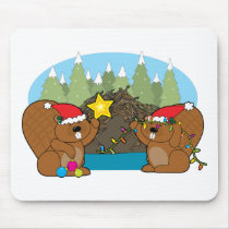 Beaver Christmas Mouse Mats
