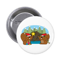 Beaver Christmas Pinback Button