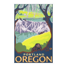 Beaver Family - Portland, Oregon Gallery Wrap Canvas