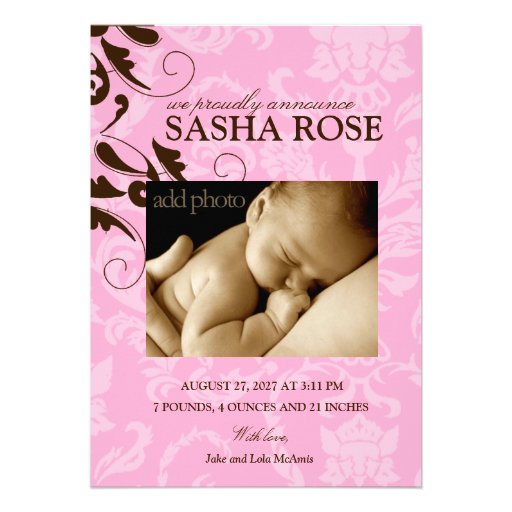 bébé 311-Damask Invitations Personnalisées